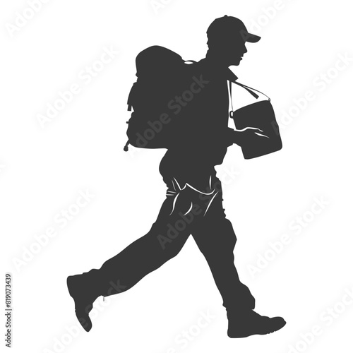 silhouette Mailman in action full body black color only