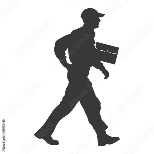 silhouette Mailman in action full body black color only