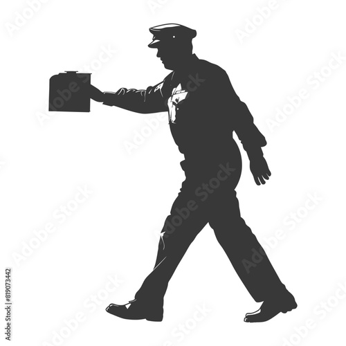 silhouette Mailman in action full body black color only