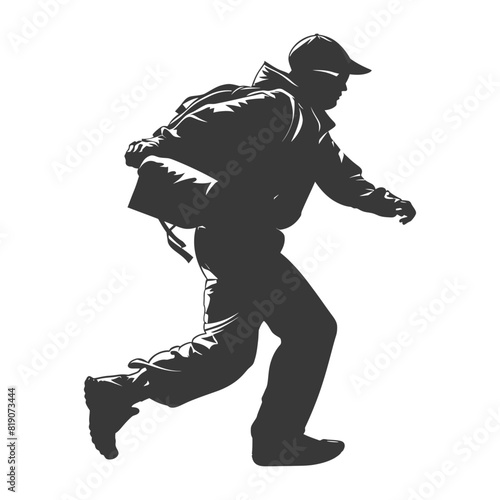 silhouette Mailman in action full body black color only
