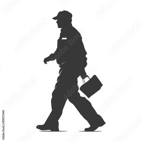 silhouette Mailman in action full body black color only