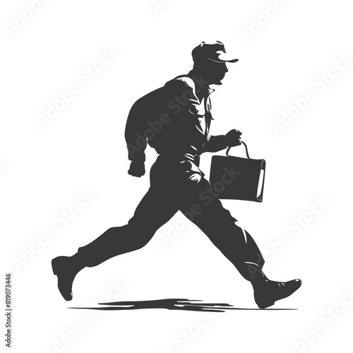 silhouette Mailman in action full body black color only