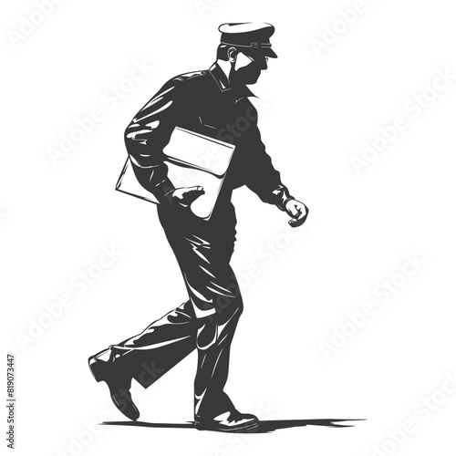 silhouette Mailman in action full body black color only