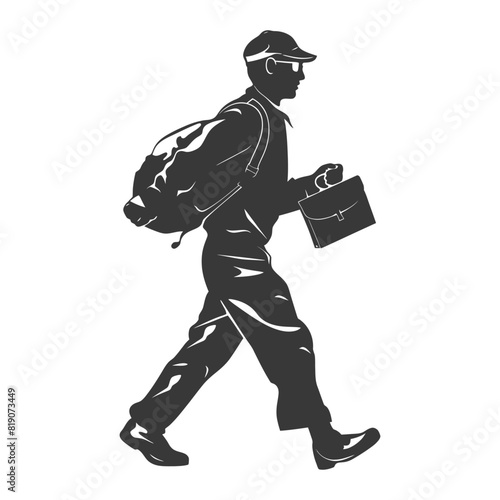 silhouette Mailman in action full body black color only