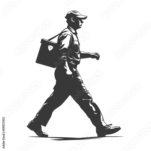 silhouette Mailman in action full body black color only