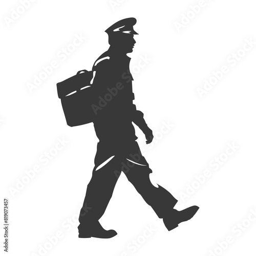 silhouette Mailman in action full body black color only