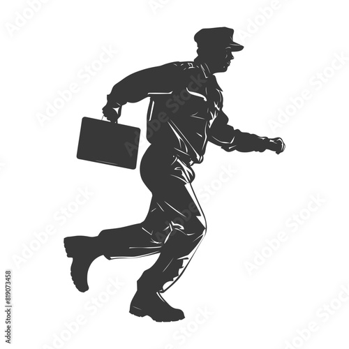 silhouette Mailman in action full body black color only