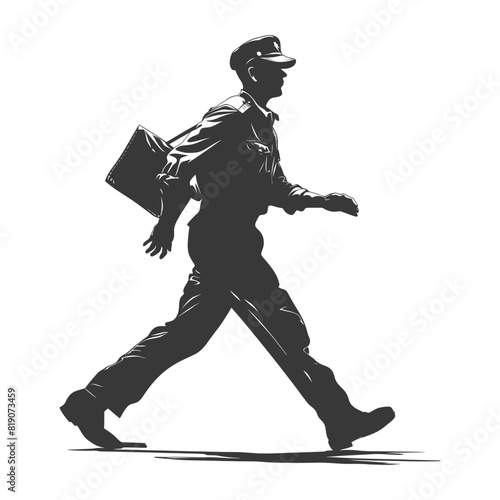 silhouette Mailman in action full body black color only