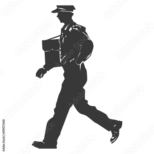 silhouette Mailman in action full body black color only