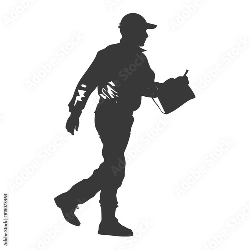 silhouette Mailman in action full body black color only