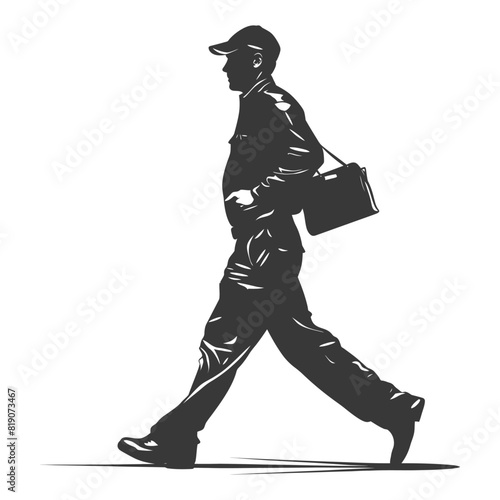 silhouette Mailman in action full body black color only