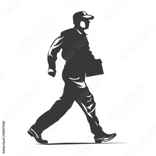 silhouette Mailman in action full body black color only