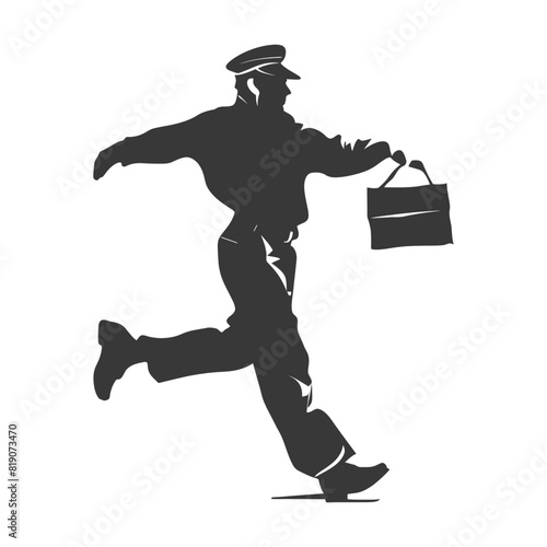 silhouette Mailman in action full body black color only