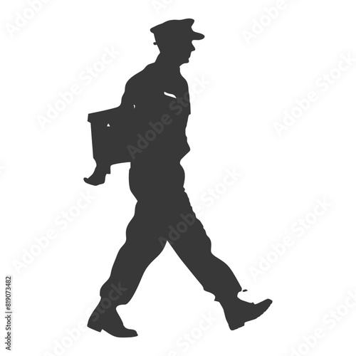 silhouette Mailman in action full body black color only