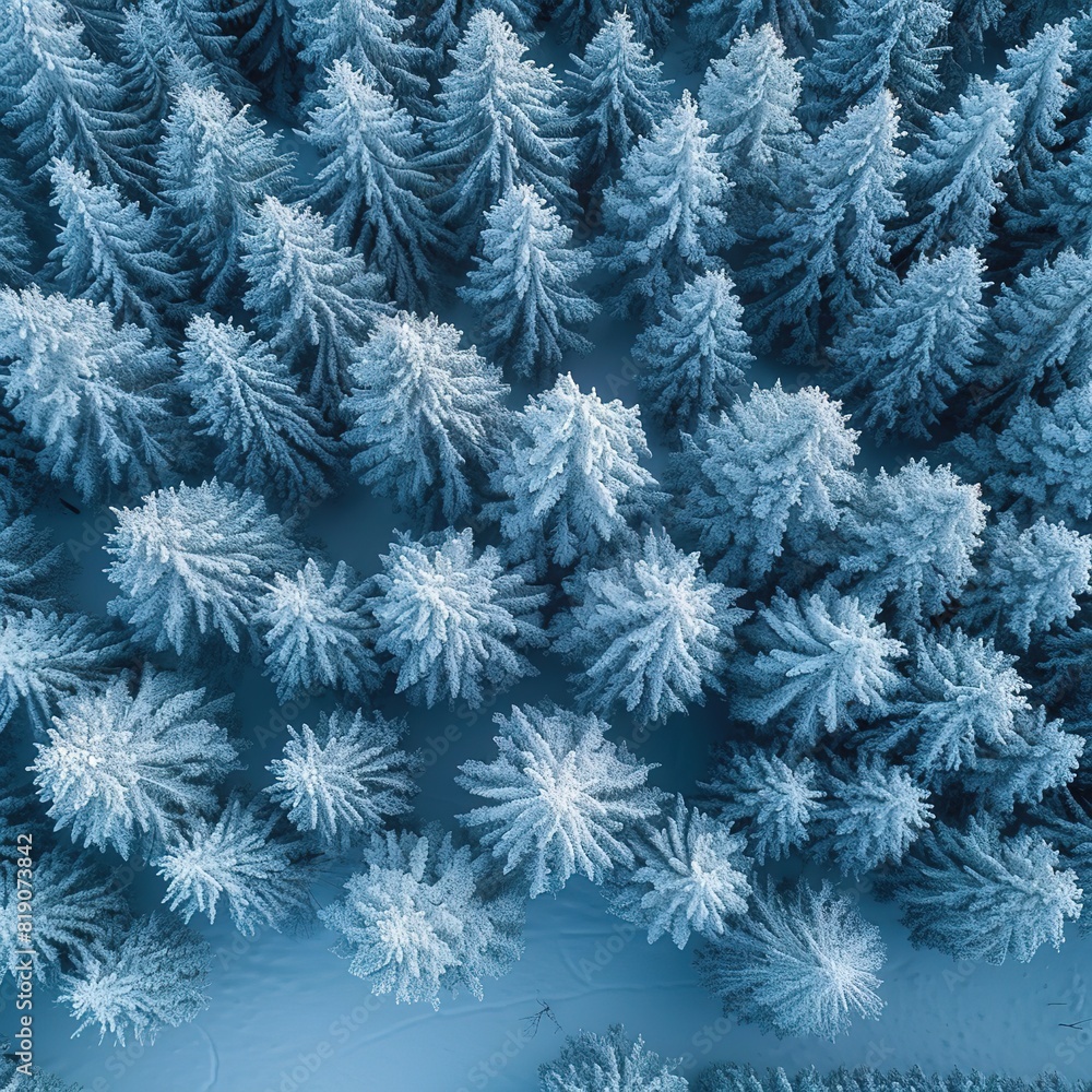 aerial drone view of a group of isolated pine trees covered by fresh snow after snowfall aerial drone view of a group of isolated pine trees covered by fresh snow after snowfall