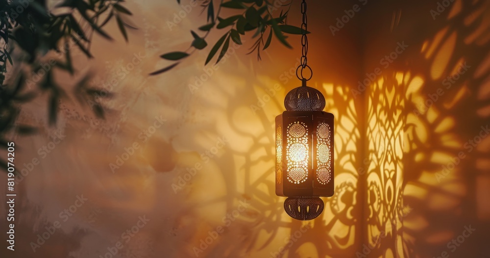 Lamp Hanging on Wall With Tree in Background Lamp Hanging on Wall With Tree in Background