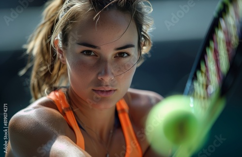 Young Woman Holding Tennis Racket