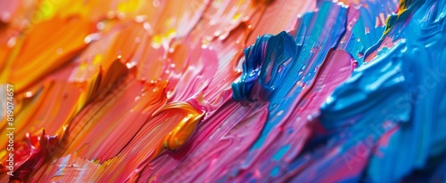Close Up of Colorful Paint on a Canvas