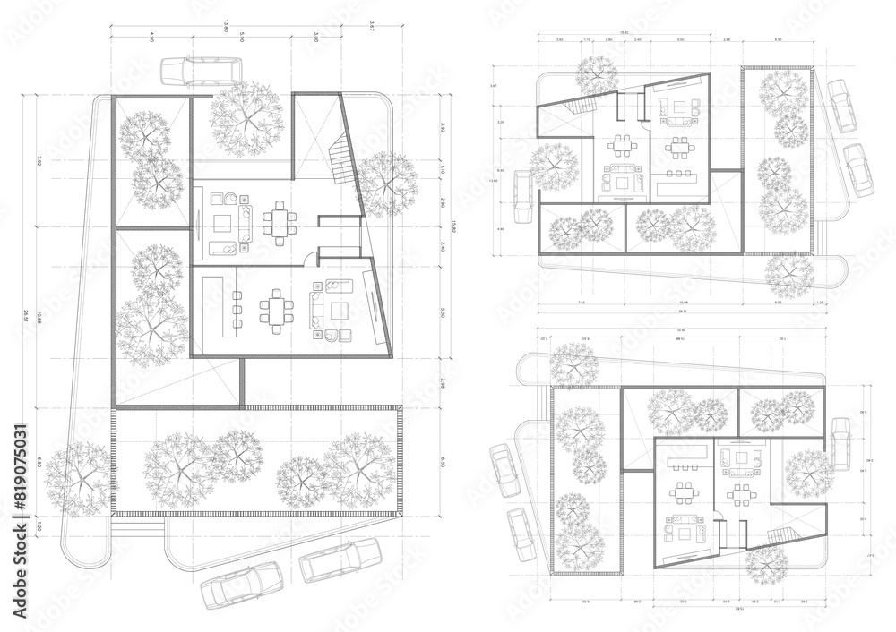 Fototapeta premium Write a blueprint architecture for building.
