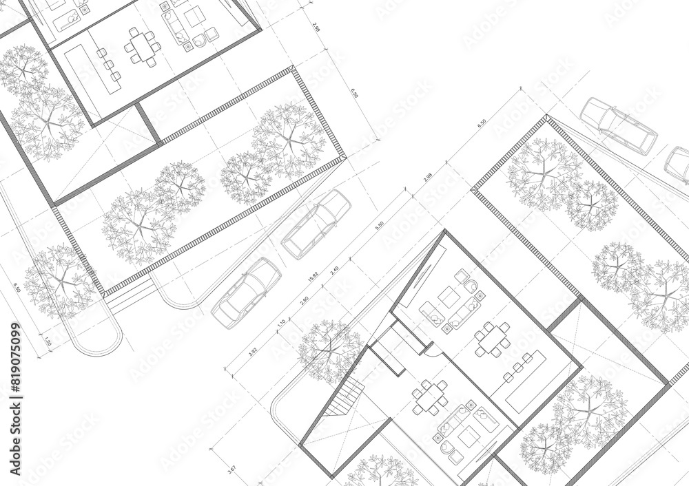 Fototapeta premium Write a blueprint architecture for building.