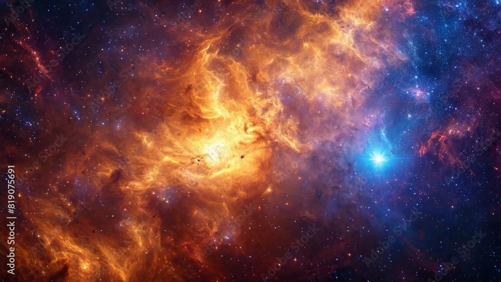 Naklejka premium Nebula, stars, galaxies and gas clouds in outer space. Breathtaking abstract cosmos background.