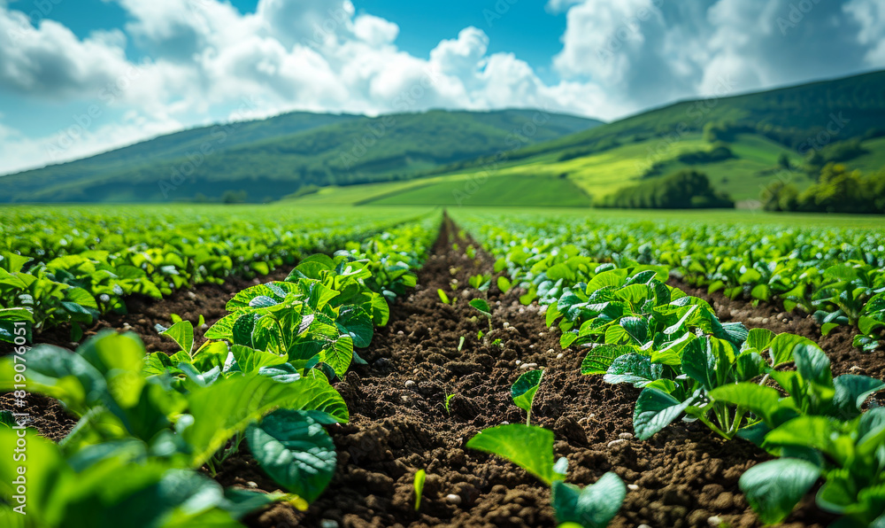 Rows of young cabbage on field. Beautiful green field Rows of young cabbage on field. Beautiful green field