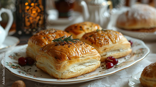 Traditional georgian pastry on dish in restauran photo
