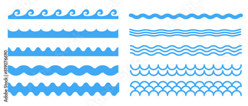 Wave ornament pattern. Waves line set. Set of wavy zigzag lines. Wave thin line background. Vector zigzag and wavy  horizontal underline. Vector illustration