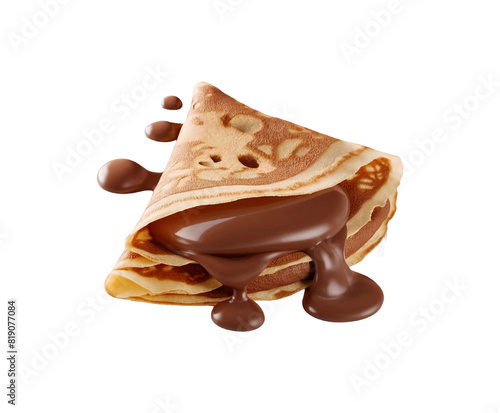 Crepes with chocolate flavour filling isolated on transparent background, side view Ai generative. photo