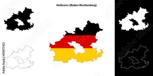 Heilbronn (Baden-Wurttenberg) blank outline map set