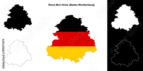 Rems-Murr-Kreis (Baden-Wurttenberg) blank outline map set