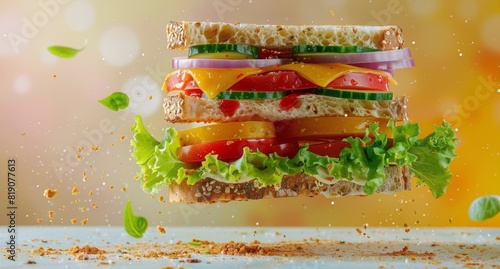 Fresh Sandwich With Vegetables and Meat