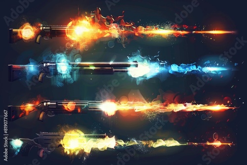 A collection of different types of weapons. Suitable for illustrating weapon diversity photo