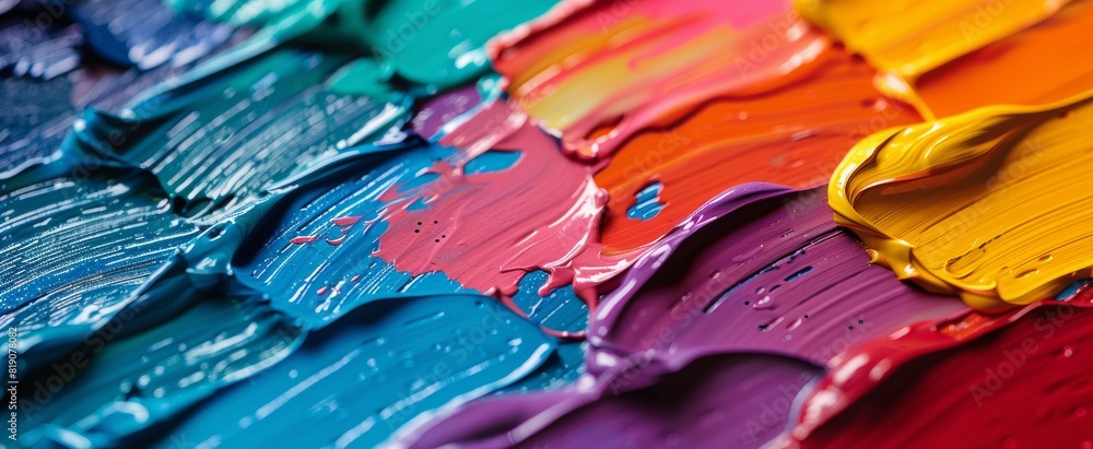 Close Up of Colorful Paint on Canvas
