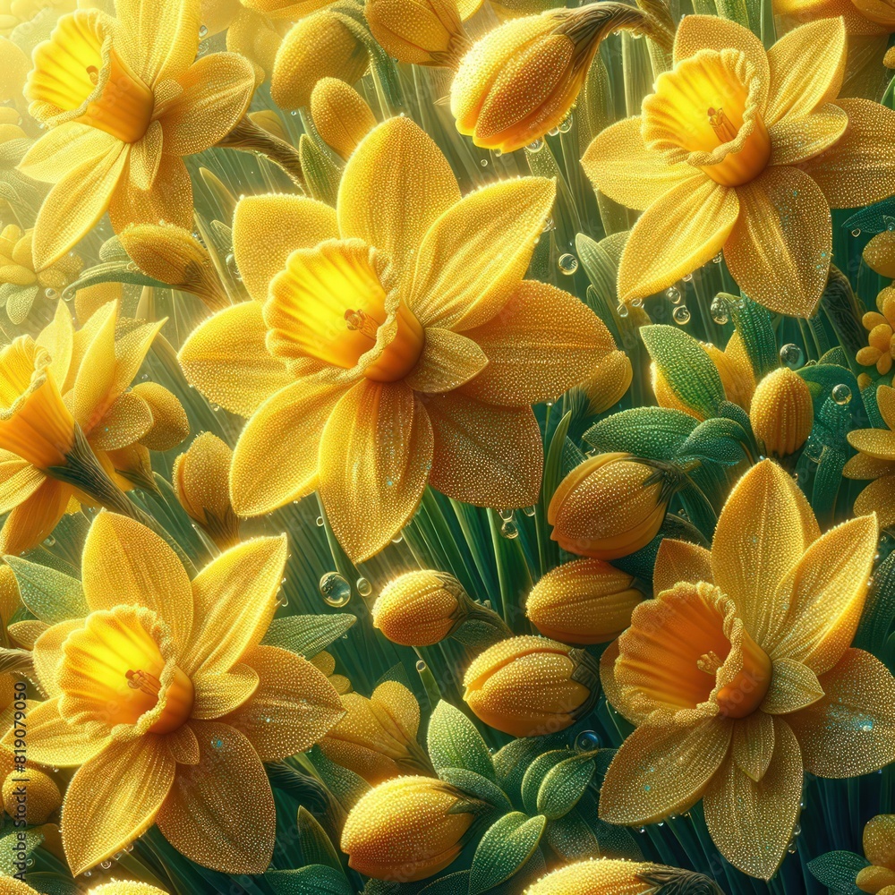 yellow daffodils Floral Patterns Background yellow daffodils Floral Patterns Background