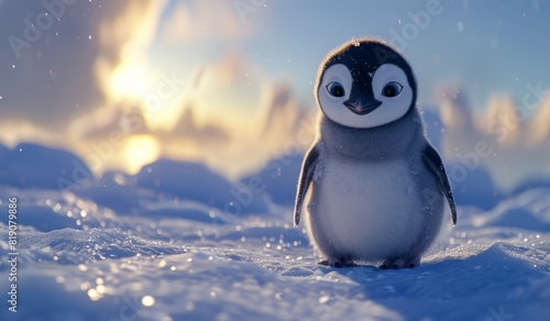 Small Penguin Standing in Snow