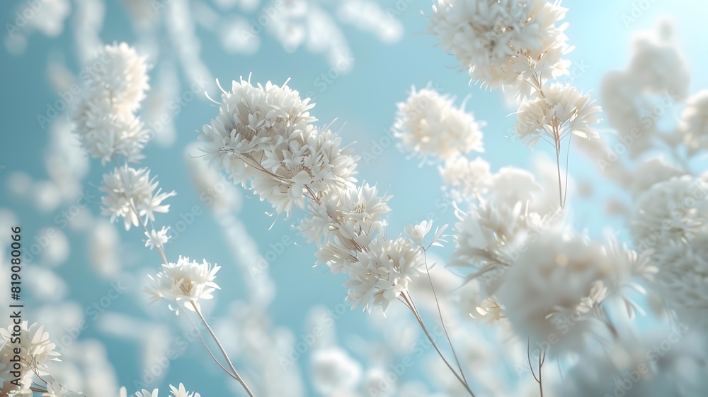 Delicate Australian Flora Drifting in Serene Digital Rendering with Refined Aesthetic and Uncluttered Background Delicate Australian Flora Drifting in Serene Digital Rendering with Refined Aesthetic and Uncluttered Background