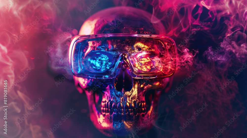 Cyberpunk skull with virtual reality headset Cyberpunk skull with virtual reality headset