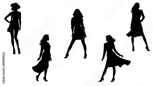 Stylish silhouettes of fashion ladies