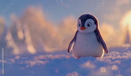 Small Penguin Standing in Snow