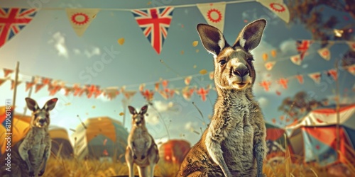 Group of kangaroos standing together, suitable for wildlife and nature concepts