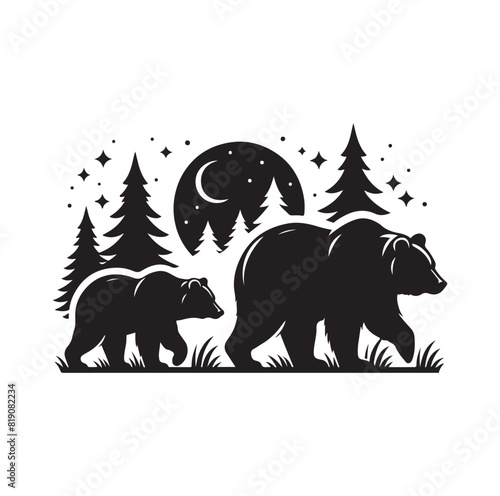 bear silhouette isolated on the white background vector illustration