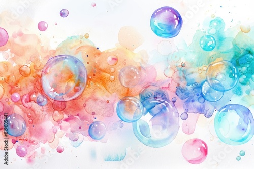 A vibrant watercolor painting of bubbles. Great for use in educational materials or as a background for a fun project