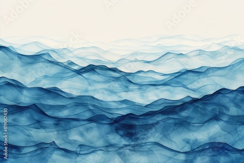 Abstract painting of blue waves on white background. Suitable for art projects © Fotograf