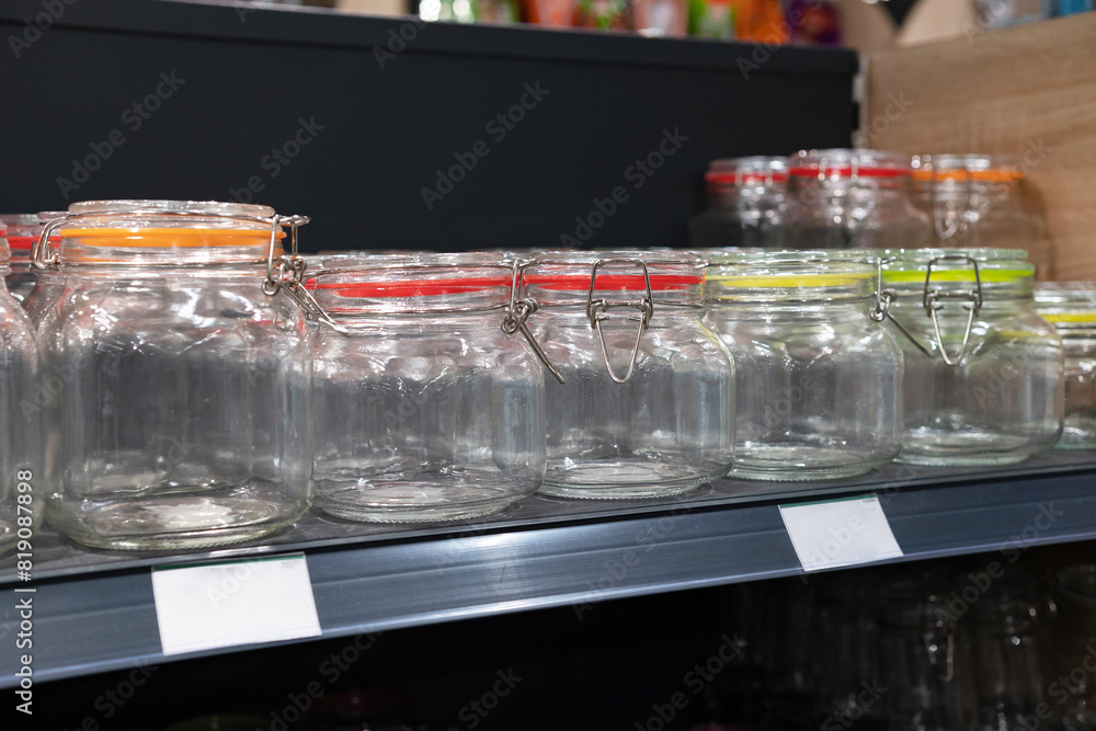 Neatly organized labeled food pantry in a home kitchen with spices grains flour rice sugar nuts Neatly organized labeled food pantry in a home kitchen with spices grains flour rice sugar nuts