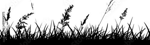Background grass natural silhouette. Vector. AI generated illustration.