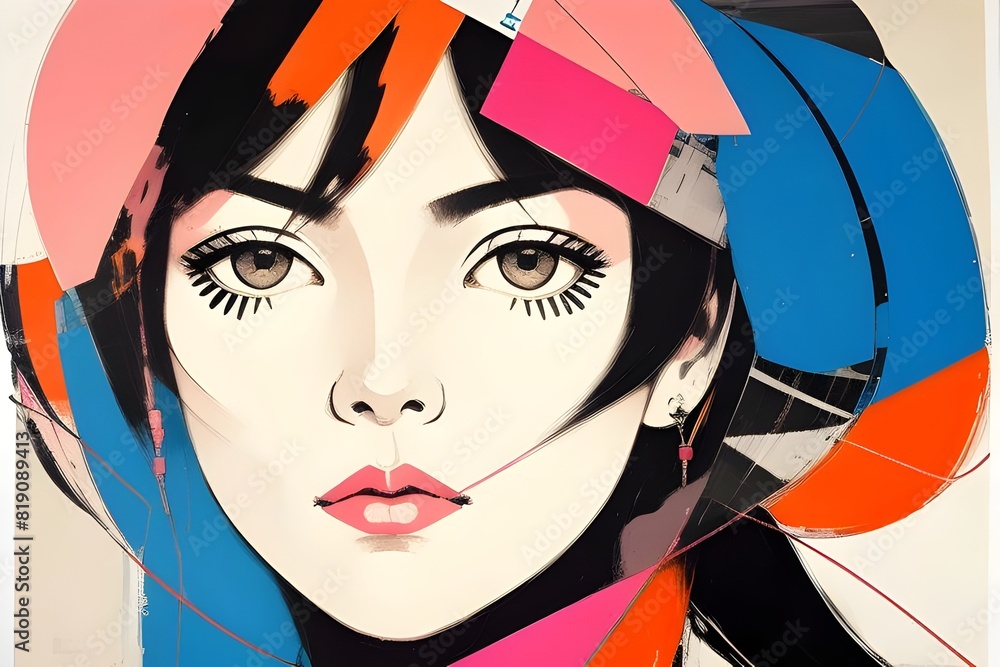 a portrait of a print collage of a woman's face, grunge beauty, multi-layered compositions a portrait of a print collage of a woman's face, grunge beauty, multi-layered compositions