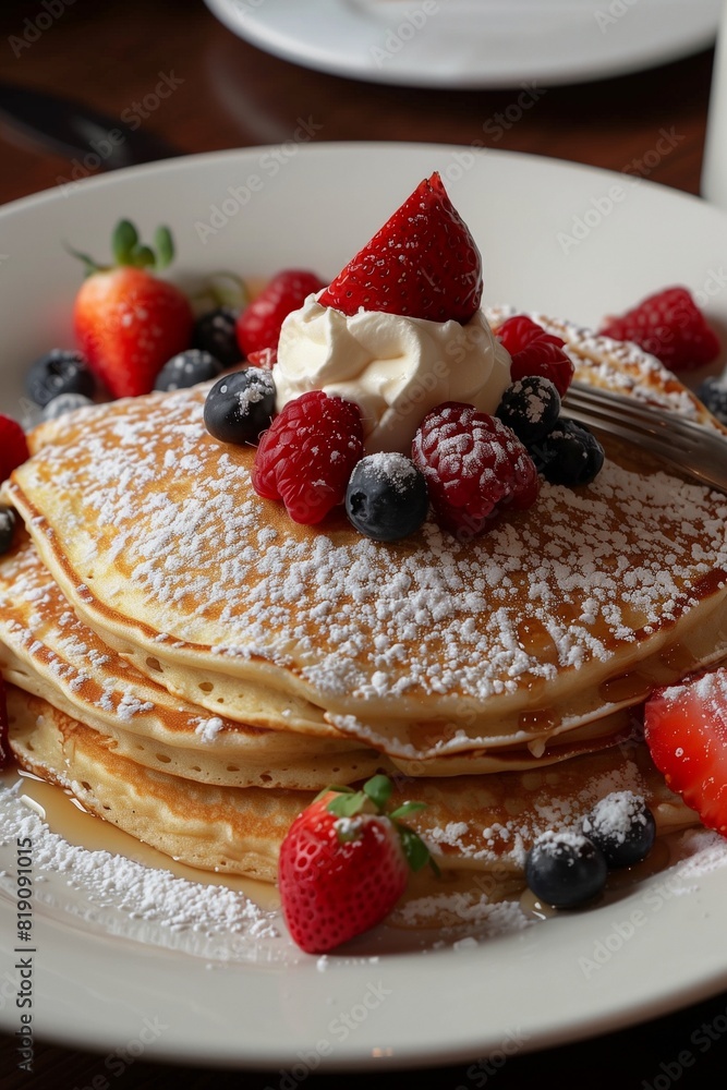 Pancakes with Fresh Berries and Whipped Cream Pancakes with Fresh Berries and Whipped Cream