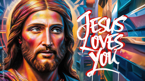 street art colorful graffiti of christian message  Jesus loves you   faith  everyday inspiration