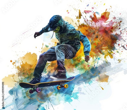 Colorful Painting of a Skateboarder